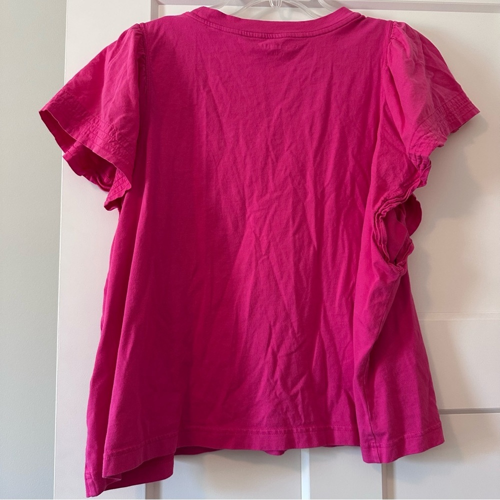 Old Navy Pink Ruffle Sleeve Cotton Top Size XXL - Picture 5 of 5